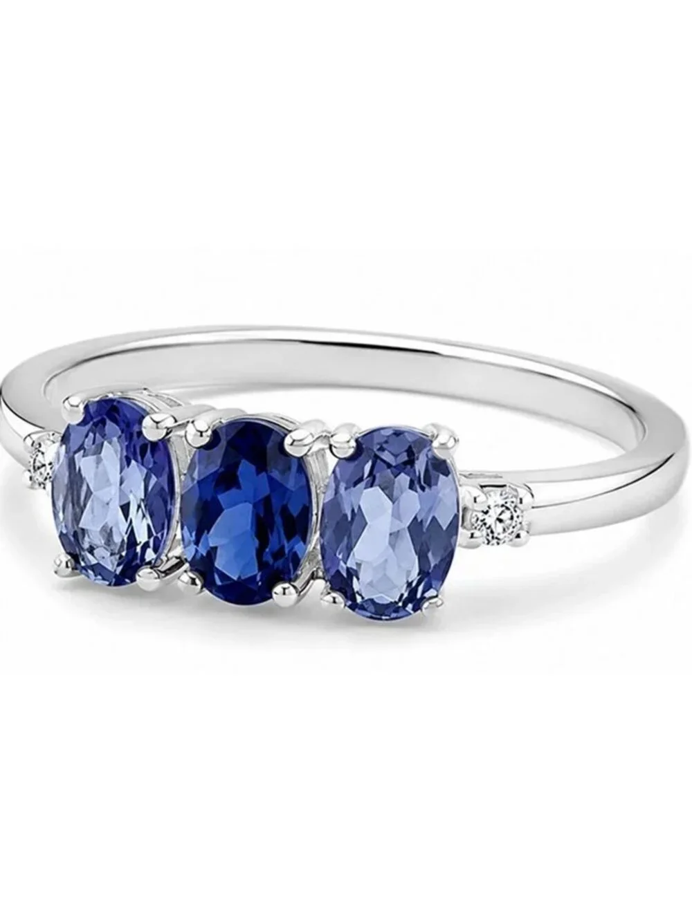 Genuine Blue Sapphire & Iolite Ring .925 Sterling Silver